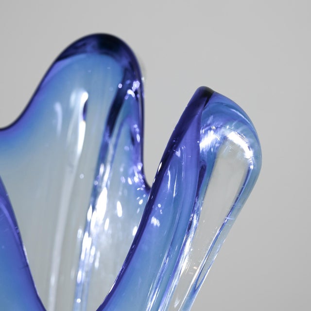 Mid 20th Century 20th Century Belgian Blue and Orange Glass Vase For Sale - Image 5 of 6