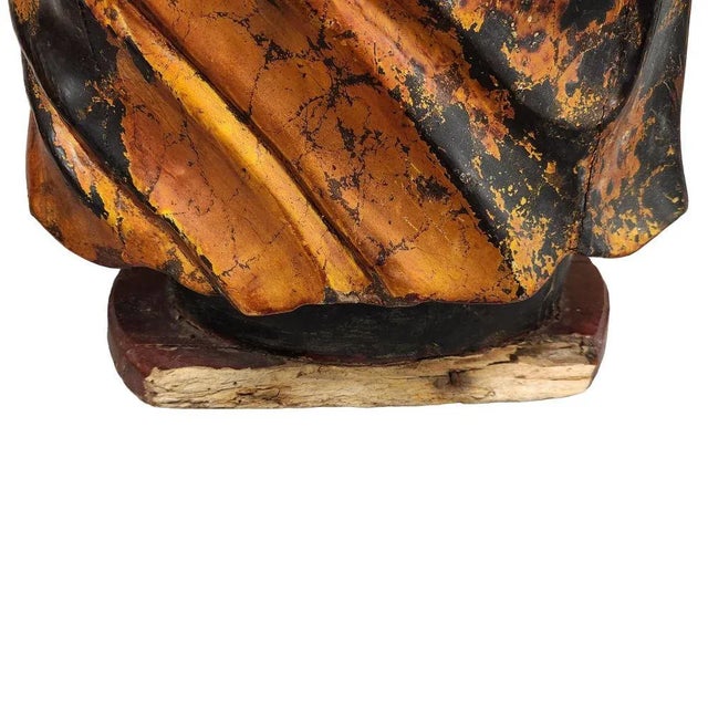 Gold Pair of Antique Vietnamese Wood Statues For Sale - Image 8 of 14