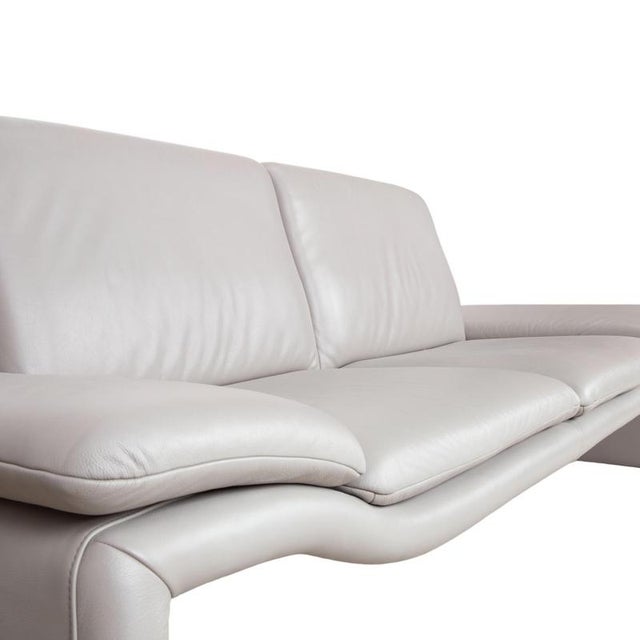 Three-Seater Sofa and Ottoman in Grey Leather from Koinor, Set of 2 For Sale - Image 14 of 18