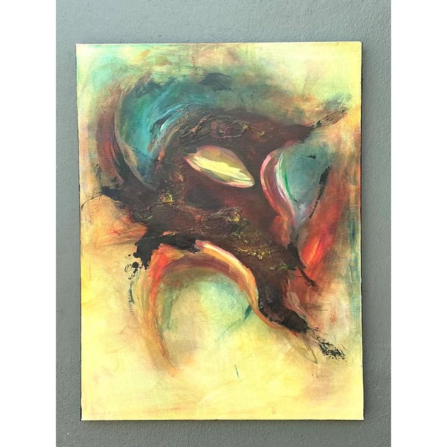 Vintage Abstract Expressionist Oil Painting on Canvas For Sale - Image 10 of 12