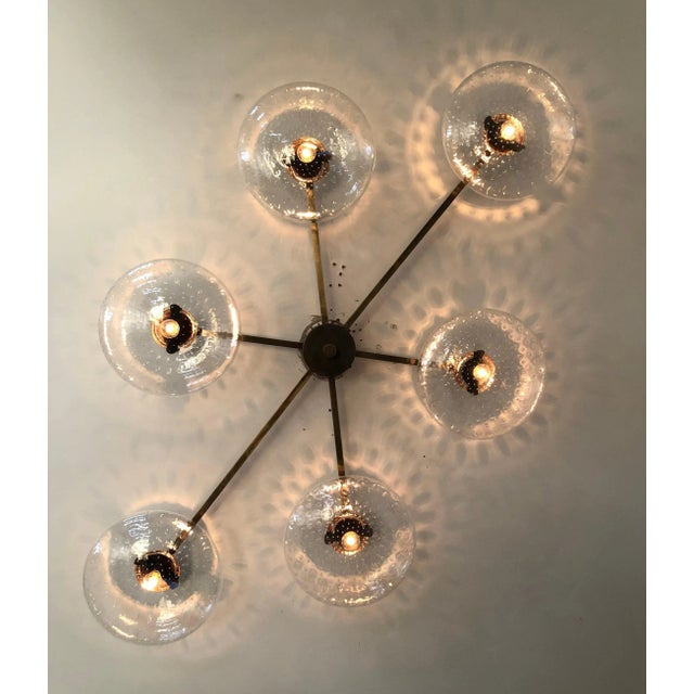 Metal Angelo Bronzed Clear Bubbles Glass Flush Mount by Fabio Ltd For Sale - Image 7 of 8