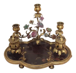 Late 19th Century French Lacquer & Bronze Encrier Inkwell