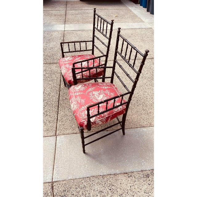1950s Faux Bamboo English Arm Chairs - Set of 2 For Sale - Image 4 of 9