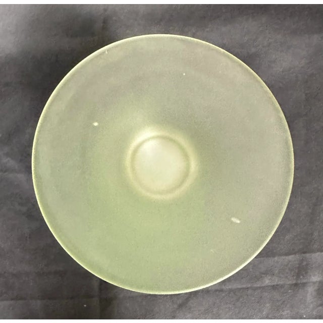 Murano Carlo Moretti 1960s Satinato Handblown Green Stemmed Vase-10.5" H-Italy For Sale - Image 4 of 8