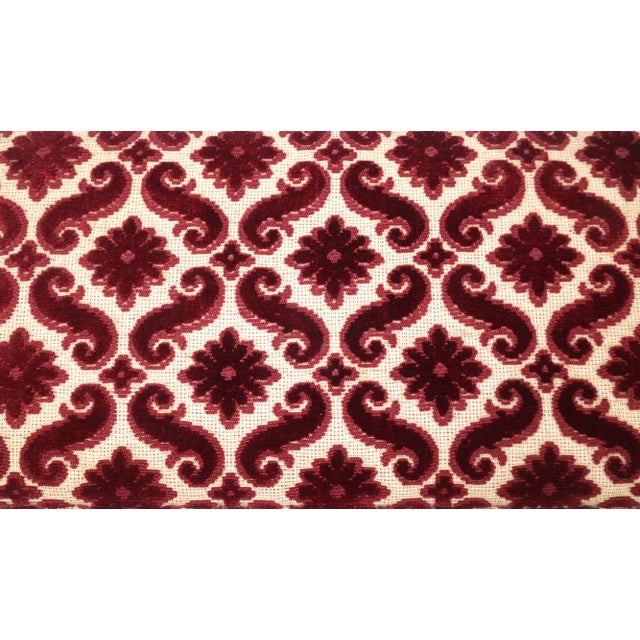 Ruby Red Vintage Italian Leather & Ruby Red Cut Velvet Jewelry Box For Sale - Image 8 of 15