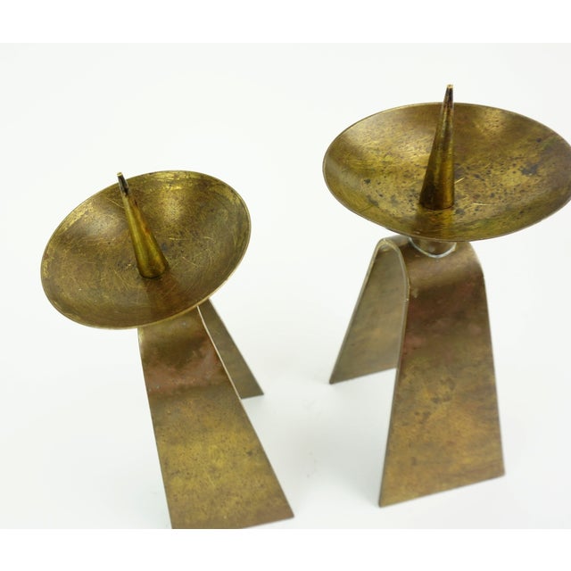 Gold Mid-Century Modern Brass Candleholders, 1950s, Set of 2 For Sale - Image 8 of 10