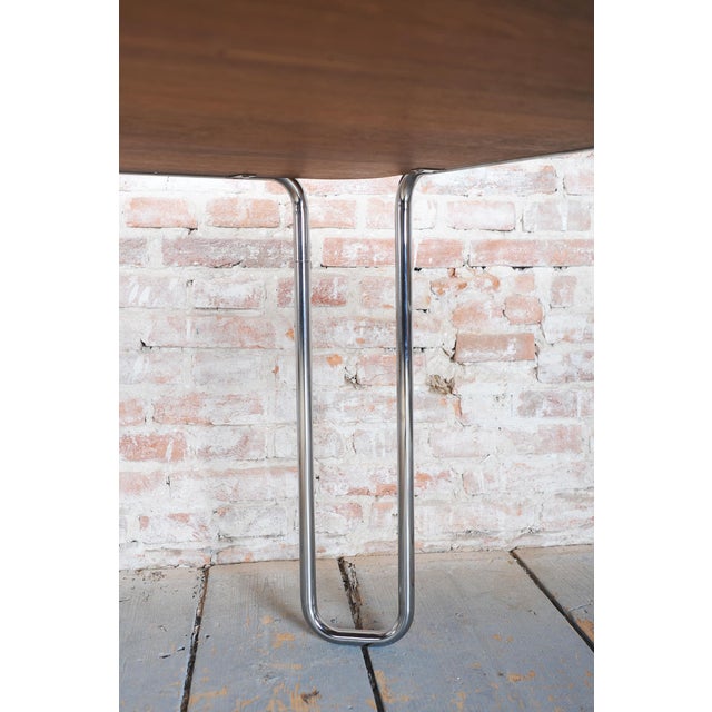 Metal Czech Bauhaus Chrome Dining Table in Oak attributed to R. Slezák, 1930s For Sale - Image 7 of 18