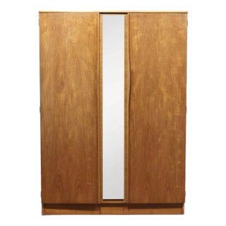 Mid Century Modern Vintage Teak Armoire Wardrobe With Mirror by Austinsuite Danish Style For Sale