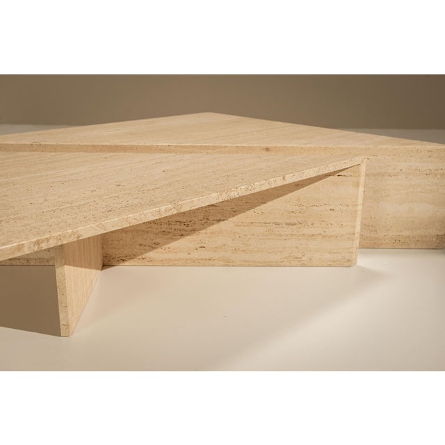Large Triangular Travertine Coffee Table, 1970s, Set of 2 For Sale - Image 13 of 14