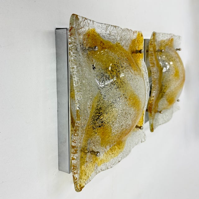 Abstract Murano Glass Wall Sconces from Mazzega, Italy, 1960s, Set of 2 For Sale - Image 10 of 18