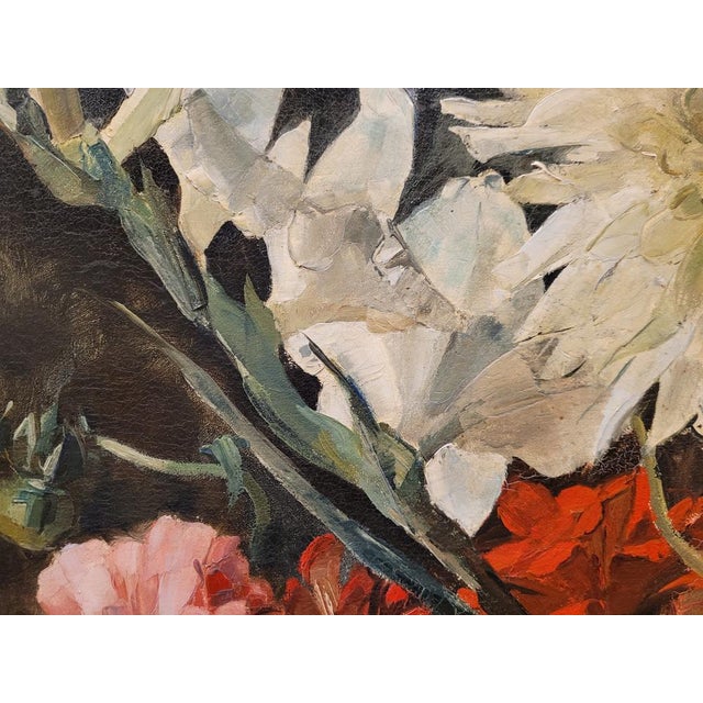 Paul Robert Bazé, Dahlias and Camellias, 1970s, Oil on Board, Framed For Sale - Image 13 of 18