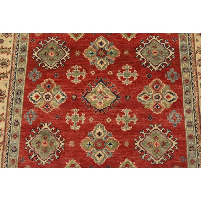 2020s Kazak Rug 4’11” X 6’5” Red Wool Tribal Hand-Knotted Oriental Carpet For Sale - Image 5 of 12