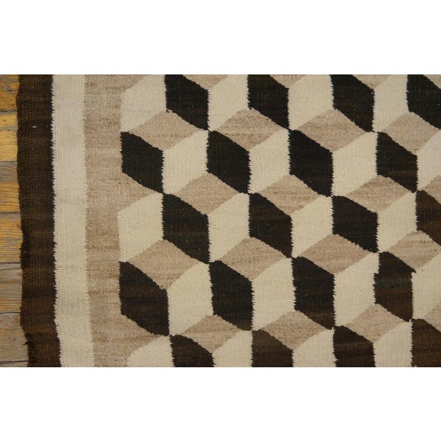 1920s Camel Tumbling Block American Navajo Carpet 3'4" X 4'10" Flatweave Wool Rug For Sale In New York - Image 6 of 9