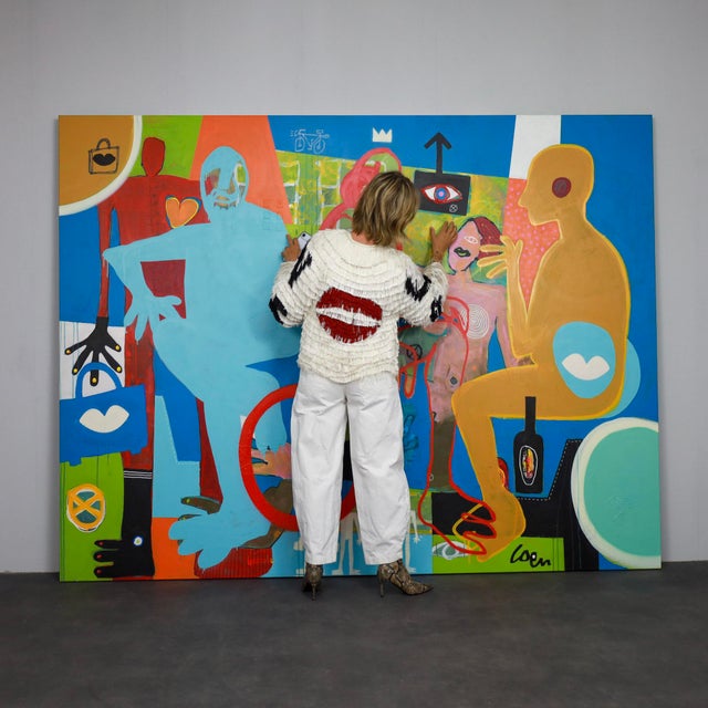 Contemporary Coen Blankwaard, Large Joie De Vivre Composition, 2013, Canvas Painting For Sale - Image 3 of 10