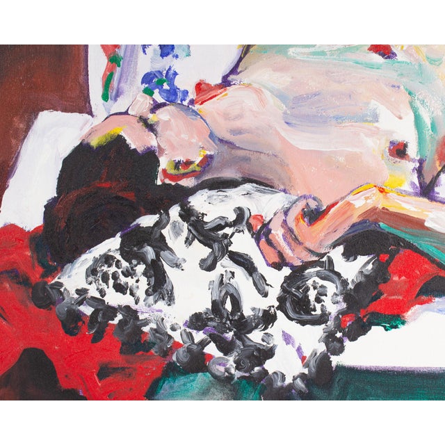 Textile 1994 Acrylic on Canvas Nude Painting by Caroline Mecklin For Sale - Image 7 of 9