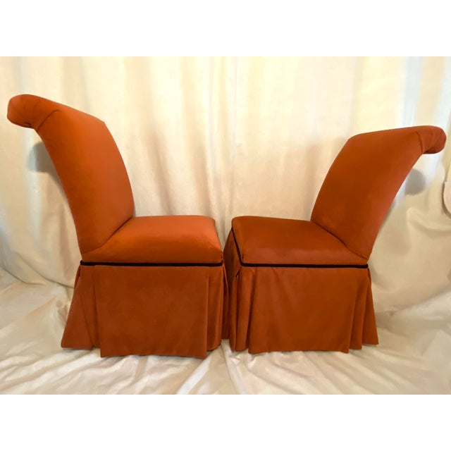 Traditional Slipper Chairs in Burnt Orange by Century Furniture - A Pair For Sale - Image 3 of 16