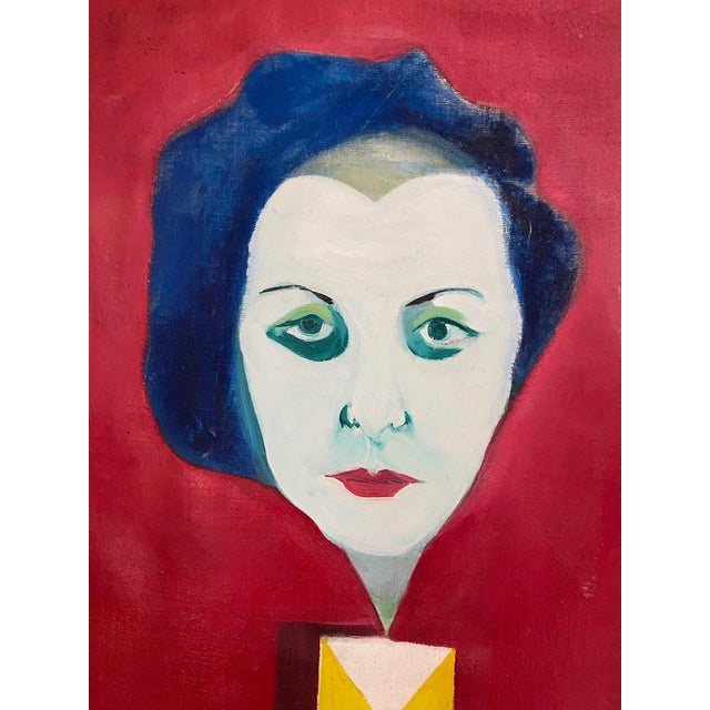 Abstract 1990s Framed Diane Haber Surrealistic Portrait Acrylic on Canvas 'Corinne' For Sale - Image 3 of 15