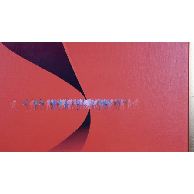1985 Kurt Larisch "E-94" Original One of a Kind Painting Gilded Metal Frame Oil on Canvas For Sale - Image 4 of 8