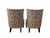 Transitional Transitional Ikat-Style Upholstered Wing Armchairs, a Pair For Sale - Image 3 of 8