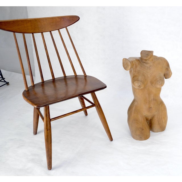 Very Fine Carved Oiled Mango Wood Sculpture of a Nude Female Bust MINT For Sale - Image 11 of 11