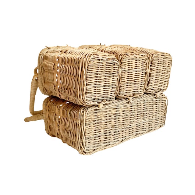 1980s 1980s Classic Wicker Flatware and Napkin Caddy Basket For Sale - Image 5 of 5