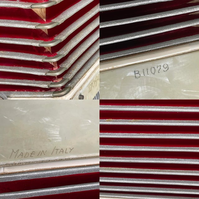 Vintage La Tosca Ivory Accordion With Case Clean Baffles Made in Italy For Sale - Image 9 of 11