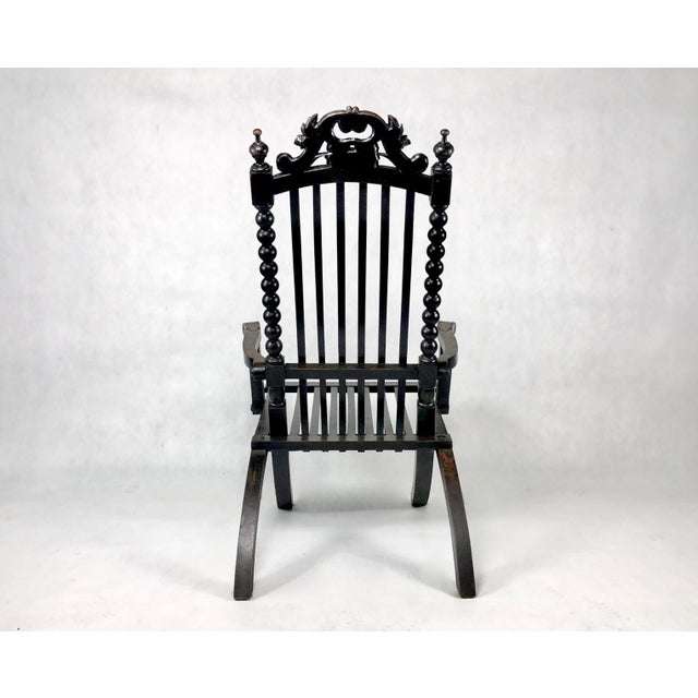 Italian Ebonized Oak Folding Armchair, 1800s For Sale - Image 5 of 15