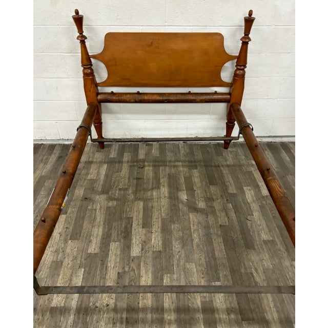 19th Century Antique Twin or 3/4 Size Rope Poster Bed For Sale - Image 5 of 10