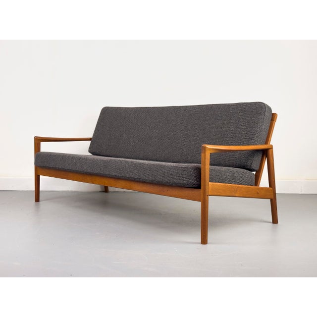 Wood Danish Teak and Wool 3-Seater Sofa, 1960s For Sale - Image 7 of 18