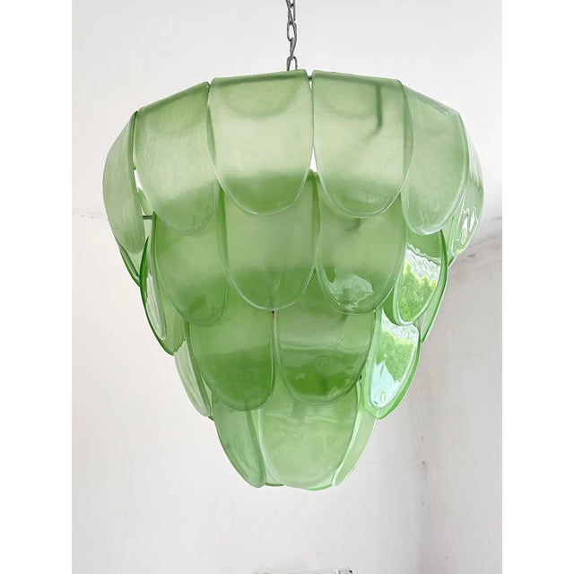 Contemporary Modern Green Petal Murano Glass Chandelier by Simoeng For Sale - Image 3 of 6