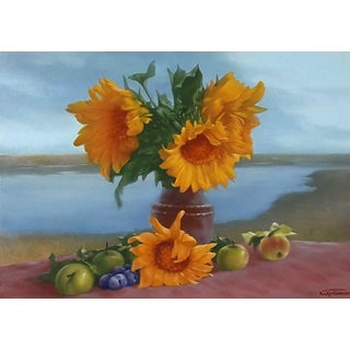 Oil Painting Bouquet of Sunflowers Vasily Korkishko For Sale