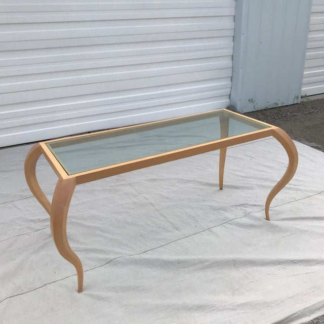 Late 20th Century Large Modern Sculptural Wood and Glass Console Table / Desk For Sale - Image 5 of 13
