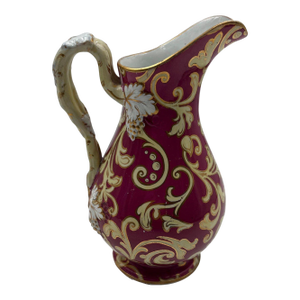 Antique 19th Century European Porcelain Pitcher - Cranberry Red & Gilt