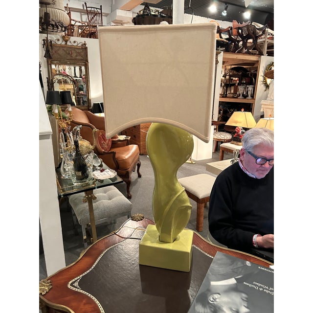Marianna von Allesch 1950s Designer Marianna Von Allesch Chartreuse Table Lamp For Sale - Image 4 of 10