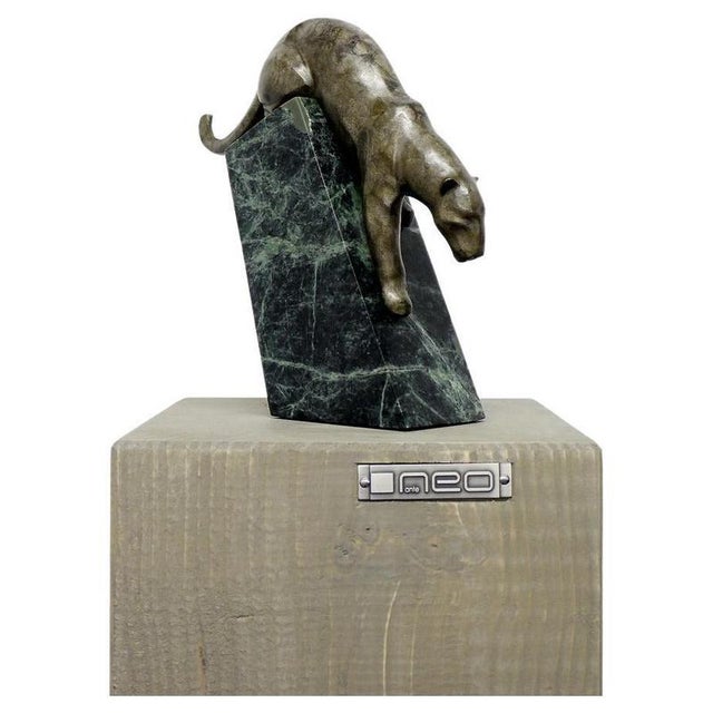 Metal Art Deco Style Sneaking Panther Sculpture, Dark Bronze For Sale - Image 7 of 7