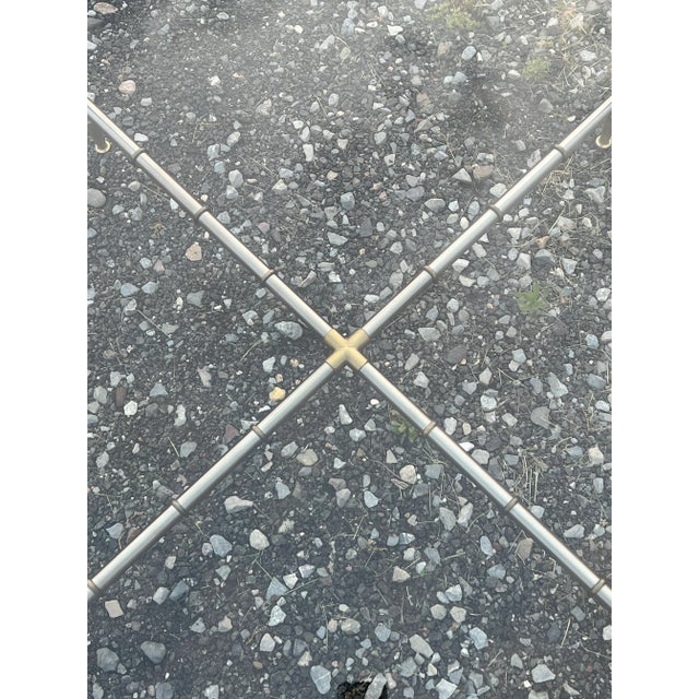 Faux Bamboo Nickel and Brass Glass Top Coffee Table For Sale In New York - Image 6 of 8