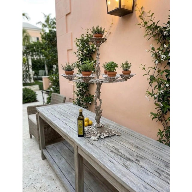 Metal Vintage French Style Multi-Tier Cast Iron Plant Stand or Epergne For Sale - Image 7 of 12