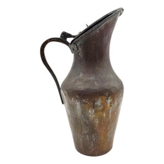 Late 19th Century Late Ottoman Hand-Forged Copper Water Pitcher With Tinned Interior, 15" For Sale