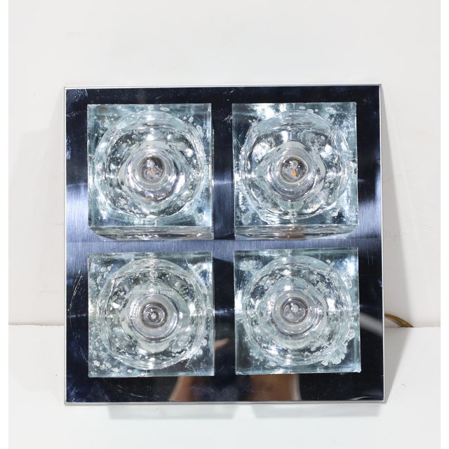 Transparent 1960s Murano Block Glass Sconce or Ceiling Light by Gaetano Sciolari for Lightolier For Sale - Image 8 of 9
