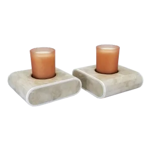 Candle Holders & Peach Glass Candles