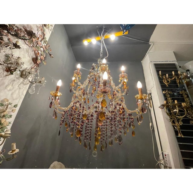 Large Murano Crystal Chandelier, 1960s For Sale - Image 12 of 18