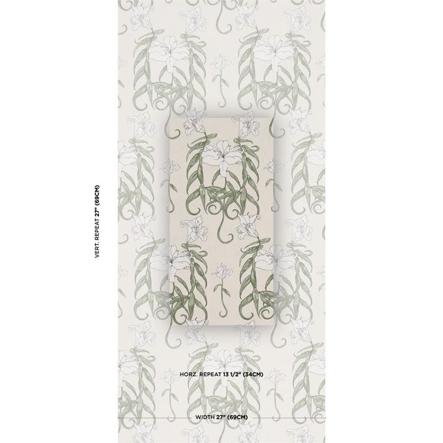 Lady Lilith derives its leafy, trumpet-shaped lilies from a 19th-century Dutch illuminated calendar. Redrawn and hand-...