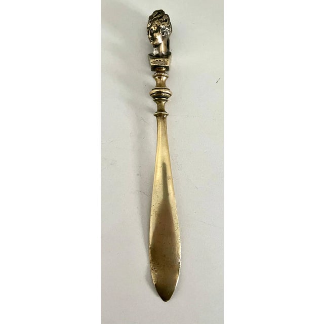 Metal Mid 19th Century Bronze Bust of a Lady Letter Opener For Sale - Image 7 of 8