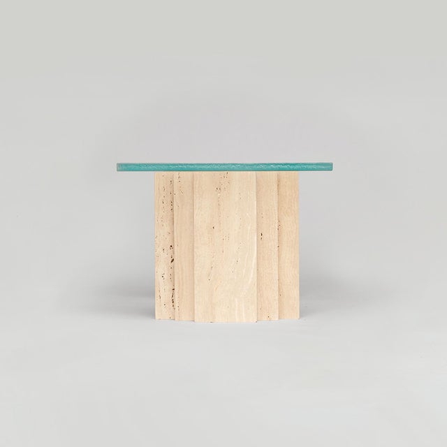 Brut Travertine Glass Coffee Table by Kiwano Concept For Sale - Image 4 of 6