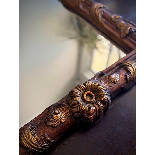 Gold Spectacular One of a Kind Sculptural Oversized Architectural Carved Wall Mirror in the Style of John-Richard & Maitland-Smith For Sale - Image 8 of 11