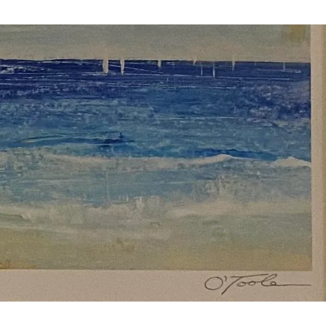 Early 21st Century Vintage Rustic Sand, Sailboats, Wide Blue Ocean, O'Toole's Original Impressionist Print Signed & Numbered For Sale - Image 5 of 9