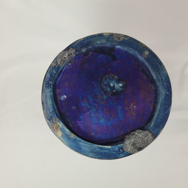 Glass Antique Iridescent Art Glass Vase Victorian Portrait Oil Slick Finish For Sale - Image 7 of 8