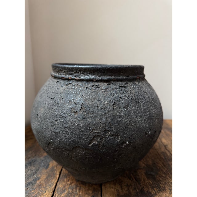 Black 19th Century Primitive Clay Vessel With Handle For Sale - Image 8 of 11