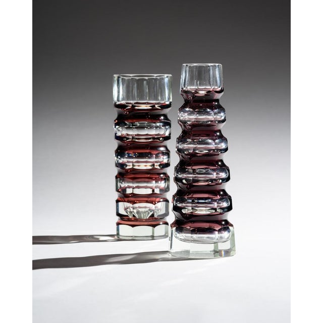 1970s Ruby Red Block Vases from Ilm-Kristall, East Germany, 1970s, Set of 2 For Sale - Image 5 of 18