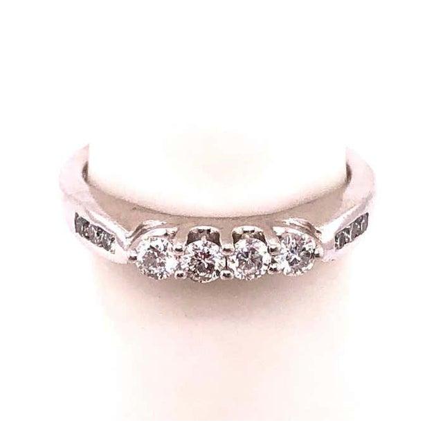 Metal 14 Karat White Gold Fashion Wedding Bridal Band Ring With Diamonds For Sale - Image 7 of 11